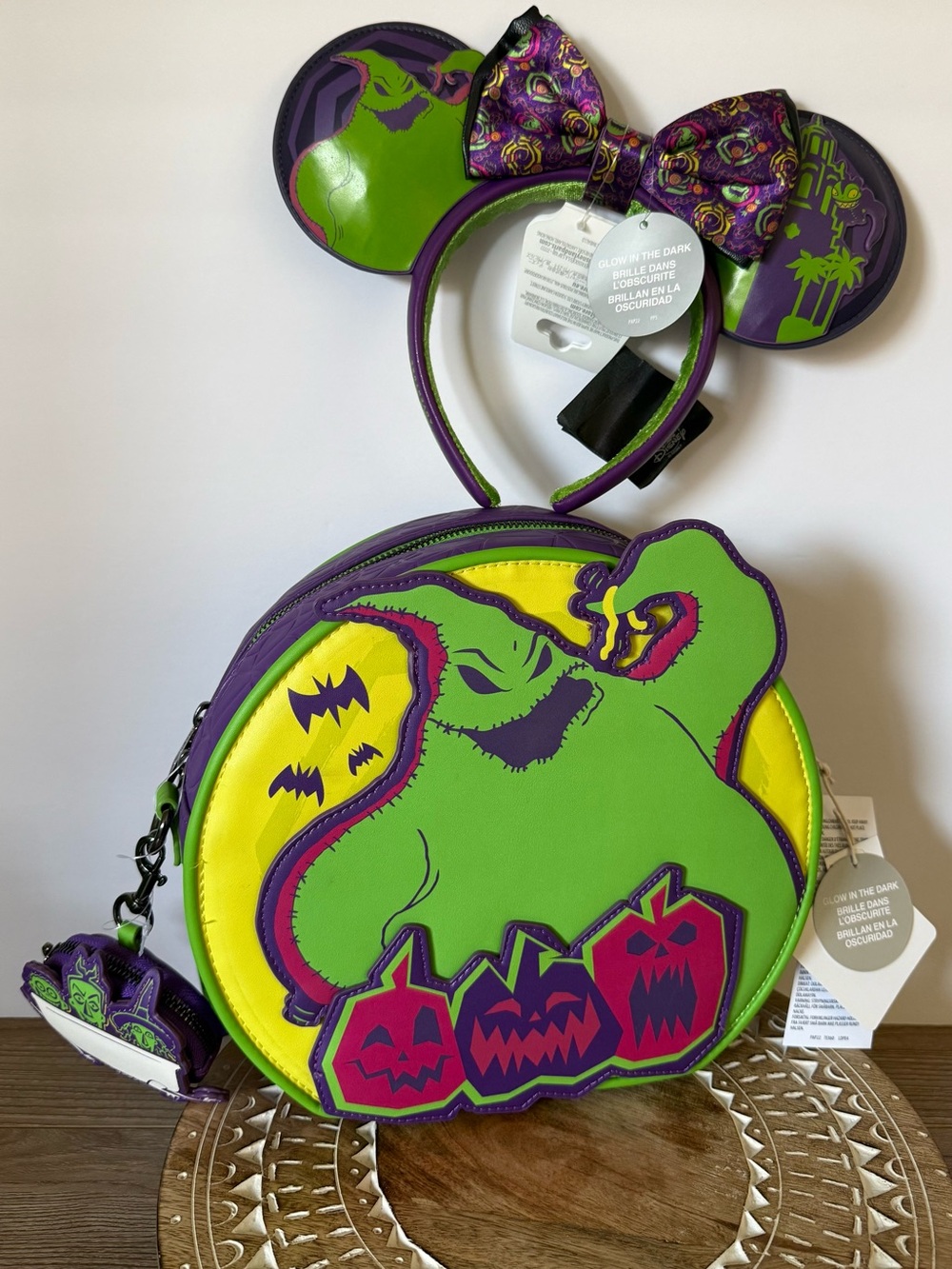 NEW Oogie Boogie Bash 2025 Loungefly Bag AND Glow Dark Minnie Ears Set